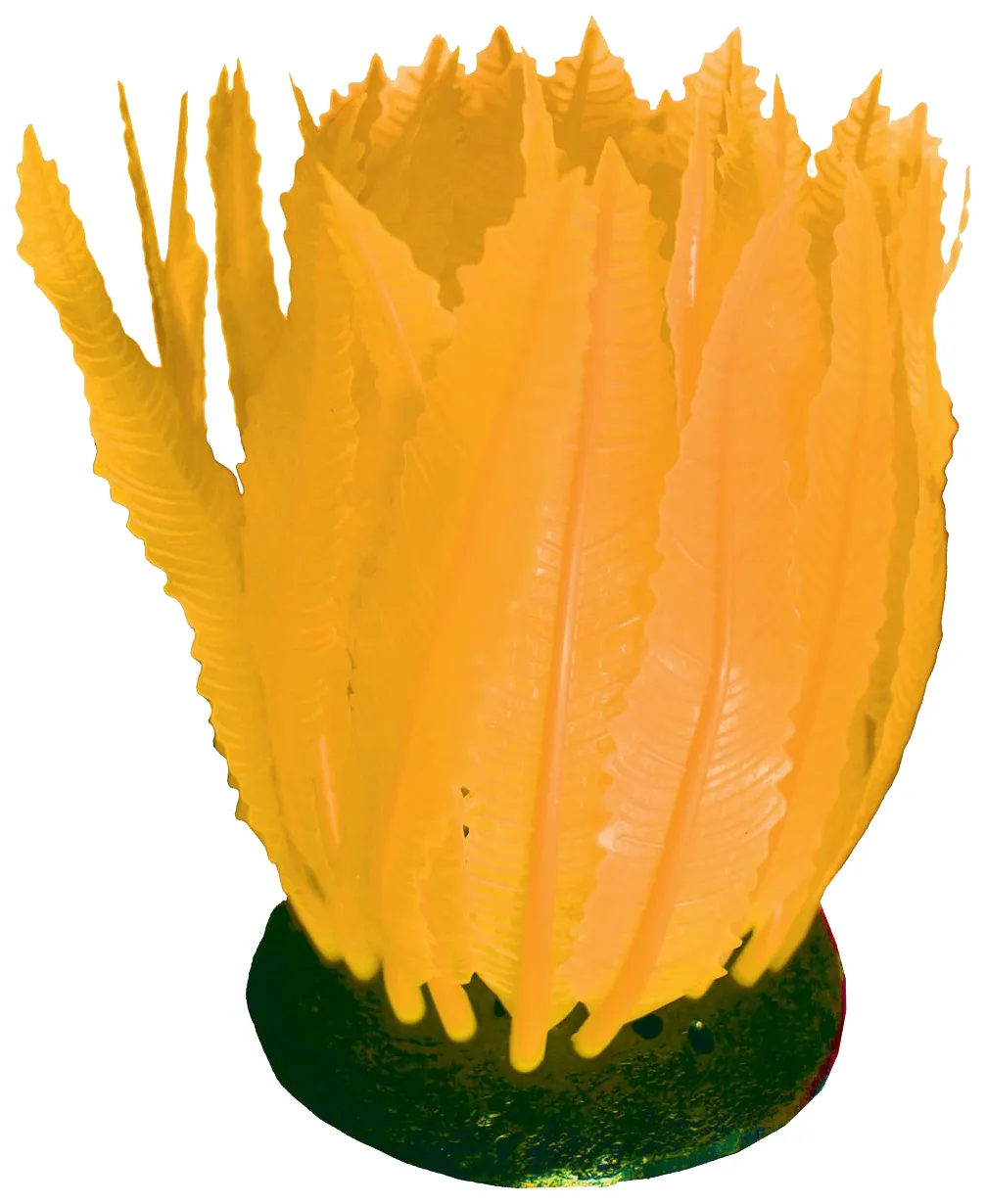 Фото Искусственное растение для аквариума JELLY-FISH Листья светящиеся, оранжевый, 9,8х7,5х11см
