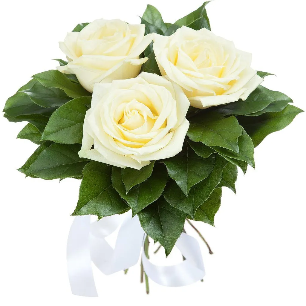 Фото 3 белые розы с салалом