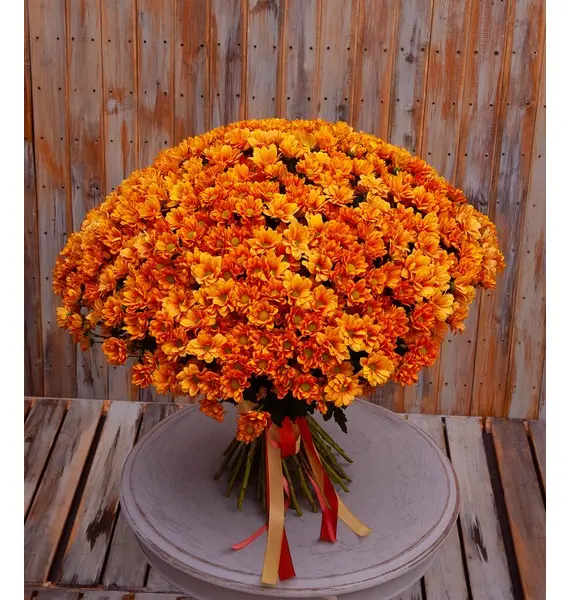 Фото Монобукет оранжевых хризантем (15,25,51,75 или 101)