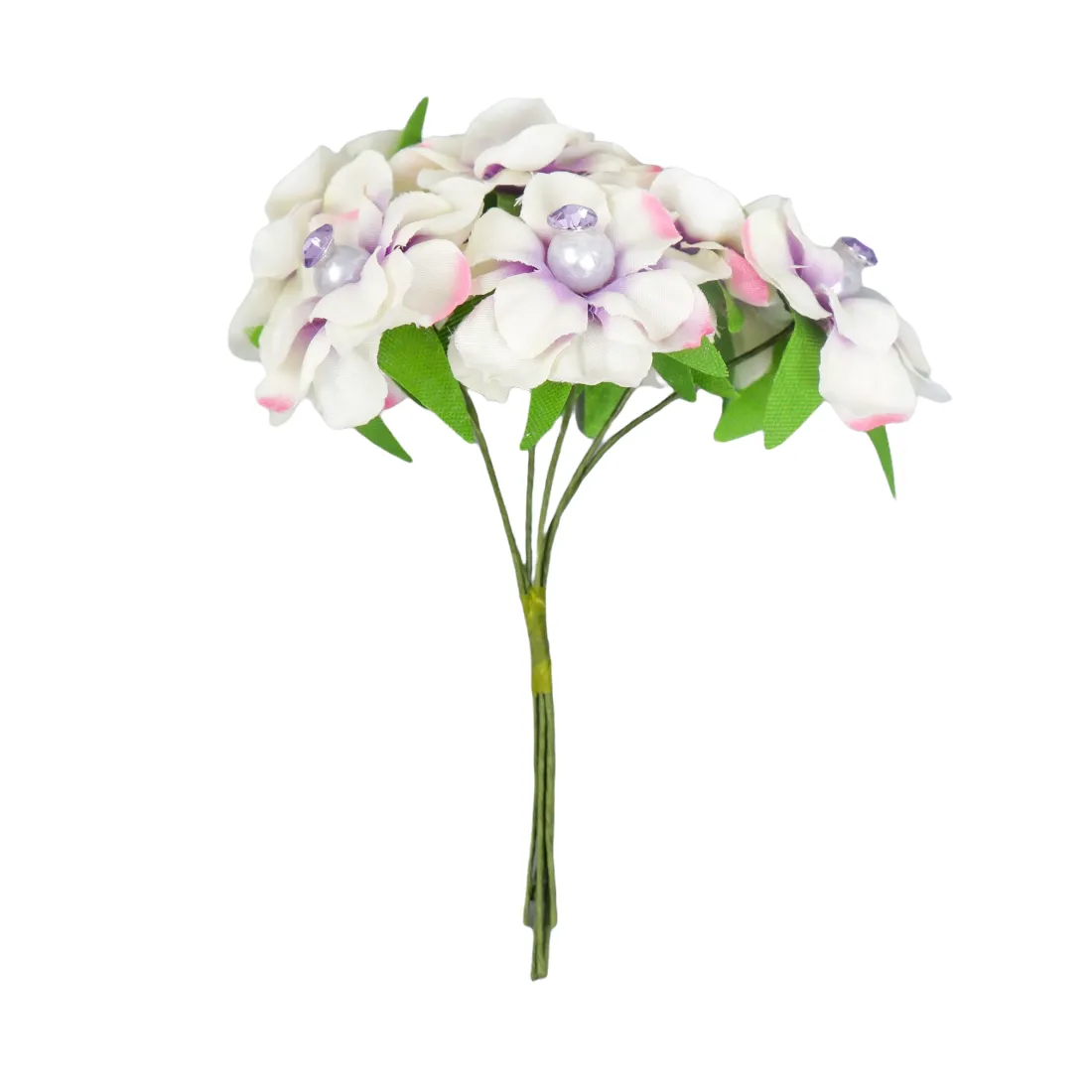 Фото Цветы для декорирования "Колерия молочно-фиолетовый" с жемч и стразой 1 букет=6 цветов