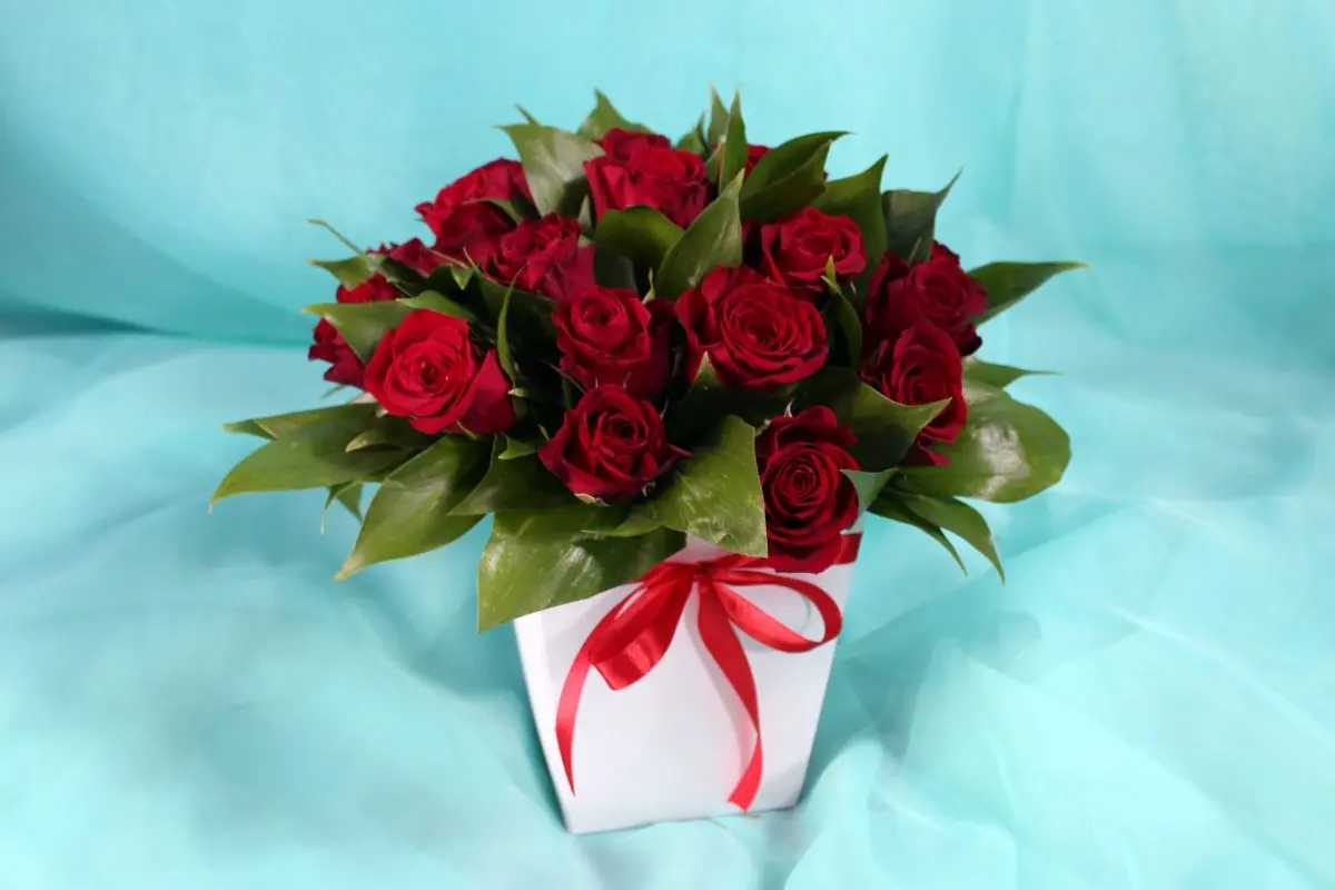 Фото Плайм-пакет с 19 красными розами