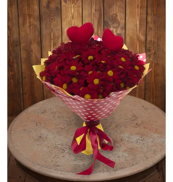 Фото Монобукет красных хризантем (9,15,25,35,51 или 75)