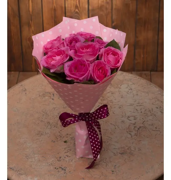 Фото Монобукет розовых роз (9,15,25,35,51,75 или 101)