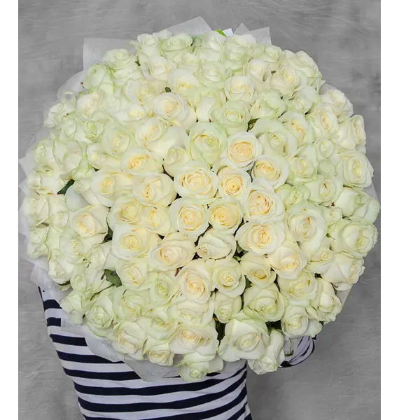 Фото Букет из 101 белой розы "Счастье"